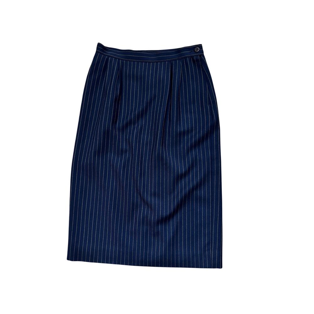 Vintage Blue Striped Pencil Skirt Pendleton Wool 28" Waist